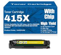 Compatible 415X Toner Cartridges with chip High Yield High Capacity Work for HP Laser Jet Pro M454DN M454DW MFP M479DW M479FDN M479FDW,Yellow-415X