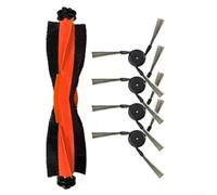 Compatible Accessories for Xiaomi for mijia M40 D110CN Robot Vacuum Cleaner - V-Shaped Main Brush Side Brushes Filter Set - Tangle-Free Rubber Nylon Deep Edge Cleaning Spare Parts Kit 5 Items(A)