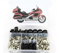 Compatible Bolt Compatible with GL1800 Goldwing 2001-2018 Motorcycle Full Fairing Screws Speed Nuts Side Covering Steel Hardware Set(Silver)