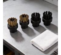 Compatible Brush Set for Dupray Steam Cleaners Including 2 Round Brushes and 2 Copper Wire Tools for Home Cleaning Operations