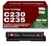 Compatible C230 C235 Toner Cartridges 006R04383 006R04384 006R04385 006R04386 Toner Cartridge with Chip for Xerox C235 C230 Printers,Magenta-C230