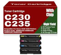 Compatible C230 C235 Toner Cartridges for Xerox, 006R04383 006R04384 006R04385 006R04386 Black Yellow Magenta Cyan Toner Cartridge, Replacement for Xerox C235 C230,C230-4Pack