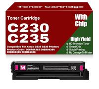 Compatible C230 C235 Toner Cartridges for Xerox, 006R04383 006R04384 006R04385 006R04386 Black Yellow Magenta Cyan Toner Cartridge, Replacement for Xerox C235 C230,C230-Magenta