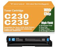 Compatible C230 with Chip Toner Cartridges for Xerox, 006R04383 006R04384 006R04385 006R04386 Color Toner High Yield High Capacity for Xerox C235 C230 Printers,Cyan-C230