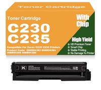 Compatible C230 with Chip Toner Cartridges for Xerox, 006R04383 006R04384 006R04385 006R04386 Color Toner High Yield High Capacity for Xerox C235 C230 Printers,Black-C230