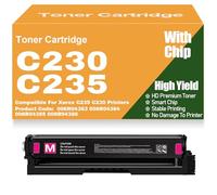 Compatible C230 with Chip Toner Cartridges for Xerox, 006R04383 006R04384 006R04385 006R04386 Color Toner High Yield High Capacity for Xerox C235 C230 Printers,Magenta-C230