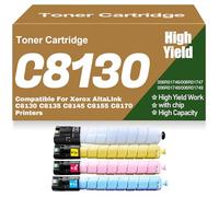 Compatible C8130 Color Toner Cartridges 006R01746 006R01747 006R01748 006R01749 Toner High Yield Replacement for Xerox AltaLInk C8130 C8135 C8145 C8155 C8170 Printers,C8130-4Pack