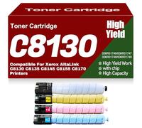 Compatible C8130 Toner Cartridges for Xerox, Black Yellow Magenta Cyan Toner Cartridge, Replacement for Xerox AltaLInk C8130 C8135 C8145 C8155 C8170 Printers,C8130-4Pack