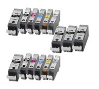 Compatible Canon PGI-520/CLI-521 2 Full Sets (Incl. Grey) + 3 EXTRA Black Ink Cartridges (15 Pack) Multipack