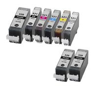 Compatible Canon PGI-520/CLI-521 Full Set (Incl. Grey) + 2 EXTRA Black Ink Cartridges (8 Pack) Multipack