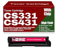 Compatible CS331 CS431 Black Yellow Magenta Cyan Toner Cartridges, Replacement for Lexmark CS331 CS331DW CX331 CX331ADWE CS431 CS431DW CX431 CX431ADW,Magenta-CS331