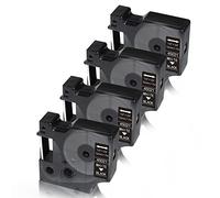 Compatible Dymo D1 Label Tape 45021 - White on Black, Replacement for Dymo Label Maker Refills12mm x 7m, 4-Pack (S0720610), for LabelManager 160, 210D, 360D, 420P, 450D