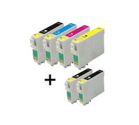 Compatible Epson T1301/4 Full Set + 2 EXTRA Black Ink Cartridges (6 Pack) Multipack