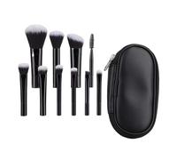 Compatible For 10 Pcs Mini Makeup Brush Set Portable Travel Size Available(Black Belt Bag)