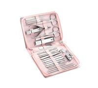 Compatible For 11-26 Pcs Manicure Set Stainless Steel Nail Clippers Cuticle Nipper Tool Dead Skin Scissor Cleaning Kit(Pink-26pcs)