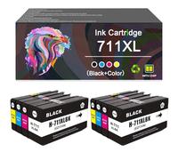 Compatible for 711XL 711 Ink Cartridges Work for HP T100 T120 T125 T130 T520 T525 T530 Printers, with Chip, High-Definition Printing (2 set)