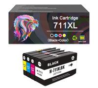 Compatible for 711XL 711 Ink Cartridges Work for HP T100 T120 T125 T130 T520 T525 T530 Printers, with Chip, High-Definition Printing (1 set)