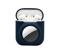 Compatible for Airpod 1st 2nd Gen Case with Airtag Holder,2 in 1 Silicone Cover Skin Compatible for Airpod Air tag,Soft Shock-Proof Anti-Scratch,Navy Blue