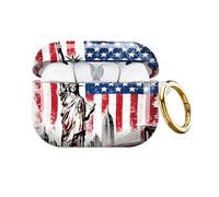 Compatible for AirPod Pro 3 Case 2025, Cute Protective Hard Cover, Stylish Design Shockproof Case for Women & Girls with Keychain for AirPod Pro 3 Generation,Statue of Liberty American Flag