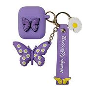 Compatible for AirPods 1/2 Case Butterfly, Kids Teens Girls Boys Women Protective Silicone Skin for AirPod Case, Funny Kawaii Fashion Cartoon 3D Cute Butterfly Cover for AirPods 1&2 (Purple)