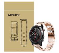 Compatible for Amazfit Stratos 3 Bands, LvBu Stainless Steel Metal Replacement Straps Compatible for Xiaomi Amazfit Stratos 3 Smartwatch (Rosegold)