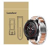 Compatible for Amazfit Stratos 3 Bands, LvBu Stainless Steel Metal Replacement Straps Compatible for Xiaomi Amazfit Stratos 3 Smartwatch (Silver-Rosegold)