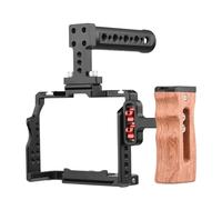 Compatible for Andoer Camera Cage Kit for Sony A7 III A7C A7IV, Aluminum Alloy Video Cage with Cold Shoe Mounts(Black-Type 8)