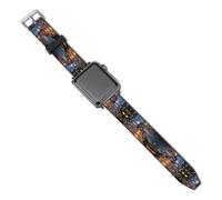 Compatible for Apple Watch Band 38mm 40mm 42mm 44mm Women Men,Beautiful Venice at Nightprinted Soft Durable PU Replacement Straps for IWatch Series 5 4 3 2 1