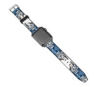 Compatible for Apple Watch Band 38mm 40mm 42mm 44mm Women Men,Blue Eyed Snow Leopardprinted Soft Durable PU Replacement Straps for IWatch Series 5 4 3 2 1
