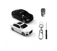Compatible For Audi A4 Key Case Car Model Case Remote Control Protective Cover Key Chain Accessories Surprise Gift Car Decorations(NO light,White)