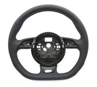 Compatible For Audi A6 C7 Black Stitching Punched Leather RS/S Steering Wheel With Key Frame Assembly(Style 1)