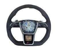 Compatible For Audi A6 C8 Full Leather Red Stitching Multifunctional Steering Wheel With Key Button Assembly(Style 1)