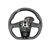 Compatible For Audi Q5,Q7 And Q8, The Left And Right Perforated Leather Flat-bottom Sport Steering Dials Are Equipped With Paddle Holes(Black frame RS logo)