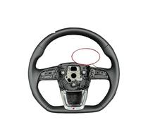 Compatible For Audi Q5,Q7 And Q8, The Left And Right Perforated Leather Flat-bottom Sport Steering Dials Are Equipped With Paddle Holes(Silver frame S logo)