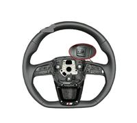Compatible For Audi Q5,Q7 And Q8, The Left And Right Perforated Leather Flat-bottom Sport Steering Dials Are Equipped With Paddle Holes(Black frame S logo)