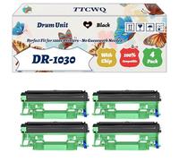 Compatible for Brother DR-1030 Drum Unit Work for Brother HL-1112E HL-1112A HL-1112 Printers, with Chip, High Yield 15000 Pages, High-Definition Printing (4 Pack Black)