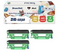 Compatible for Brother DR-1030 Drum Unit Work for Brother HL-1112E HL-1112A HL-1112 Printers, with Chip, High Yield 15000 Pages, High-Definition Printing (3 Pack Black)