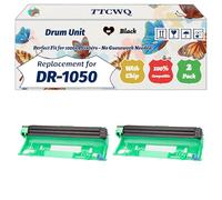 Compatible for Brother DR-1050 Drum Unit Work for Brother DCP-1510 DCP-1512 DCP-1610W DCP-1612W DCP-1612WVB Printers, with Chip, High Yield 10000 Pages, High-Definition Printing (2-Pack Black)