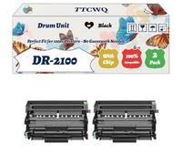 Compatible for Brother DR-2100 Drum Unit Work for Brother HL-2170W HL-2150N HL-2140 Printers, with Chip, High Yield 12000 Pages, High-Definition Printing (2-Pack Black)