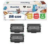 Compatible for Brother DR-2100 Drum Unit Work for Brother HL-2170W HL-2150N HL-2140 Printers, with Chip, High Yield 12000 Pages, High-Definition Printing (3 Pack Black)