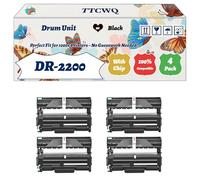 Compatible for Brother DR-2200 Drum Unit Work for Brother HL-2240 HL-2240D HL-2250 Printers, with Chip, High Yield 22000 Pages, High-Definition Printing (4 Pack Black)