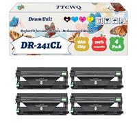 Compatible for Brother DR-241CL Drum Unit Work for Brother HL-3170 HL-3150CDW HL-3150 DCP-9020CDW DCP-9015CDW Printers, with Chip, High Yield 25000 Pages, High-Definition Printing (4-Pack BK/C/M/Y)