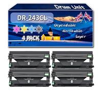 Compatible for Brother DR-243CL Drum Unit, Work for Brother DCP-L3510CDW HL-L3210CW MFC-L3710CW MFC-L3770CDW MFC-L3750CDW Printers, Drum Unit DR243CL (4-Pack BK/C/M/Y)