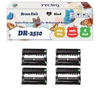 Compatible for Brother DR-2510 Drum Unit Work for Brother DCP-L2627DW DCP-L2620DW HL-L2445DW Printers, with Chip, High Yield 15000 Pages, High-Definition Printing (4 Pack Black)