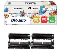 Compatible for Brother DR-2510 Drum Unit Work for Brother MFC-L2827DWE MFC-L2827DWXL MFC-L2860DW MFC-L2860DWE Printers, with Chip, High Yield 15000 Pages, High-Definition Printing (2-Pack Black)