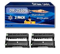 Compatible for Brother DR-2510 Drum Unit, Work for Brother MFC-L2835DW MFC-L2800DW MFC-L2860DW MFC-L2827DWXL MFC-L2860DWE Printers, Drum Unit DR2510 (2-Pack Black)