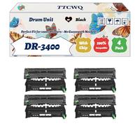 Compatible for Brother DR-3400 Drum Unit Work for Brother HL-L5100DN HL-L5100DNT HL-L5200DW Printers, with Chip, High Yield 50000 Pages, High-Definition Printing (4 Pack Black)