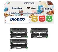 Compatible for Brother DR-3400 Drum Unit Work for Brother HL-L6300DWT HL-L6400DW HL-L6400DWT Printers, with Chip, High Yield 50000 Pages, High-Definition Printing (3 Pack Black)