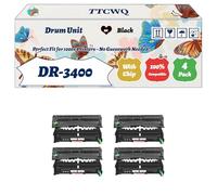 Compatible for Brother DR-3400 Drum Unit Work for Brother MFC-L6800DW MFC-L6800DWT MFC-L6900DW MFC-L6900DWT Printers, with Chip, High Yield 40000 Pages, High-Definition Printing (4 Pack Black)
