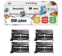 Compatible for Brother DR-3600 Drum Unit Work for Brother MFC-L6710DW MFC-L6910DN HL-L6415DN Printers, with Chip, High Yield 55000 Pages, High-Definition Printing (4 Pack Black)